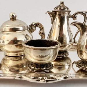 Zilver miniatuur thee en koffieservies